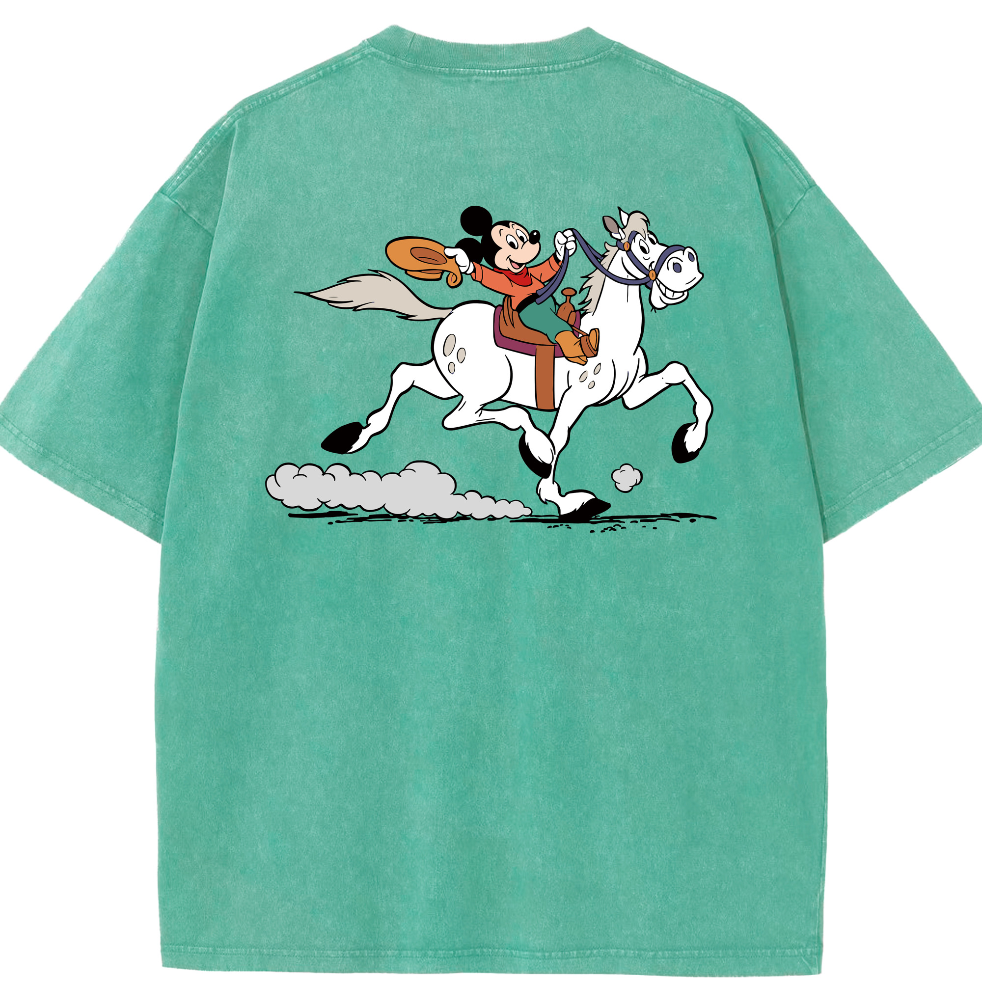 （画像用） ミッキーマウス Mickey Mouse 綿100% ヴィンテージ風 半袖Tシャツ（背面プリント）